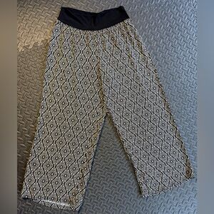 Double Take Black and Tan Patterned Wide Leg Cropped Pants Size S/M